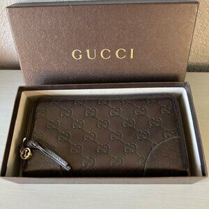 Gucci Large Chocolate Zippy Continental Wallet In Box